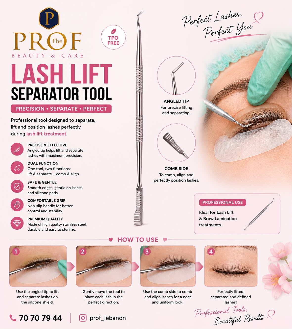 Stainless Steel Lash Lift Separator and Comb Tool