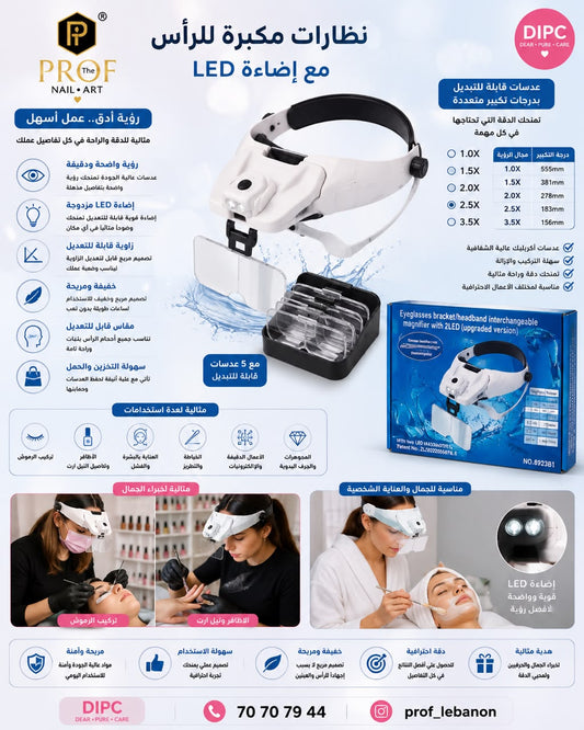 Professional Headband Magnifying Glasses with LED Light – 5 Lenses