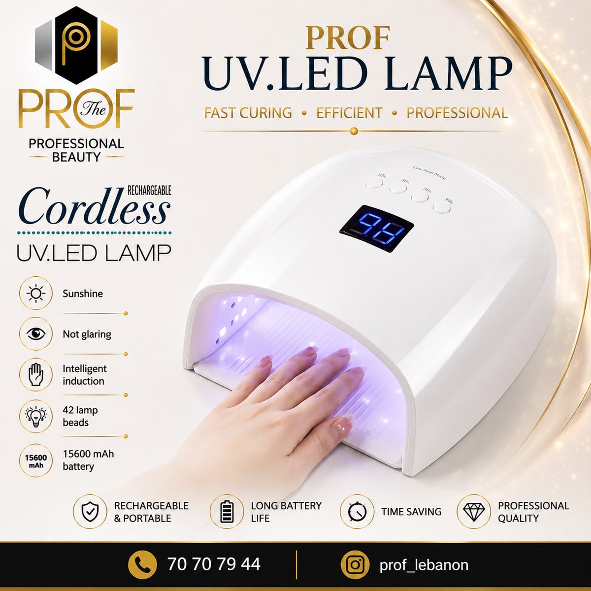 Rechargeable Cordless UV/LED Nail Lamp – 15600mAh