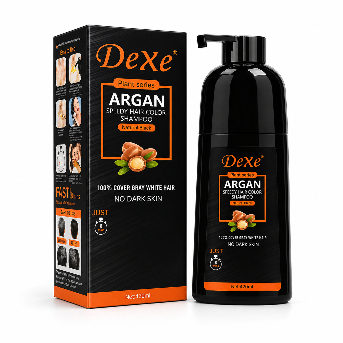 Dexe Argan Speedy Hair Color Shampoo Natural Black