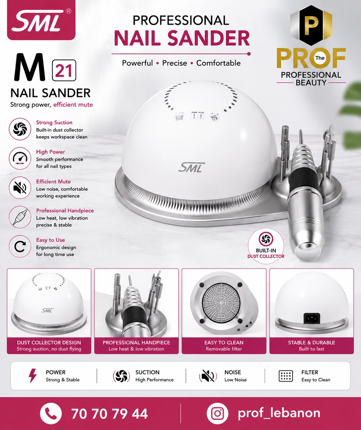 SML M21 Professional Nail Sander with Dust Collector