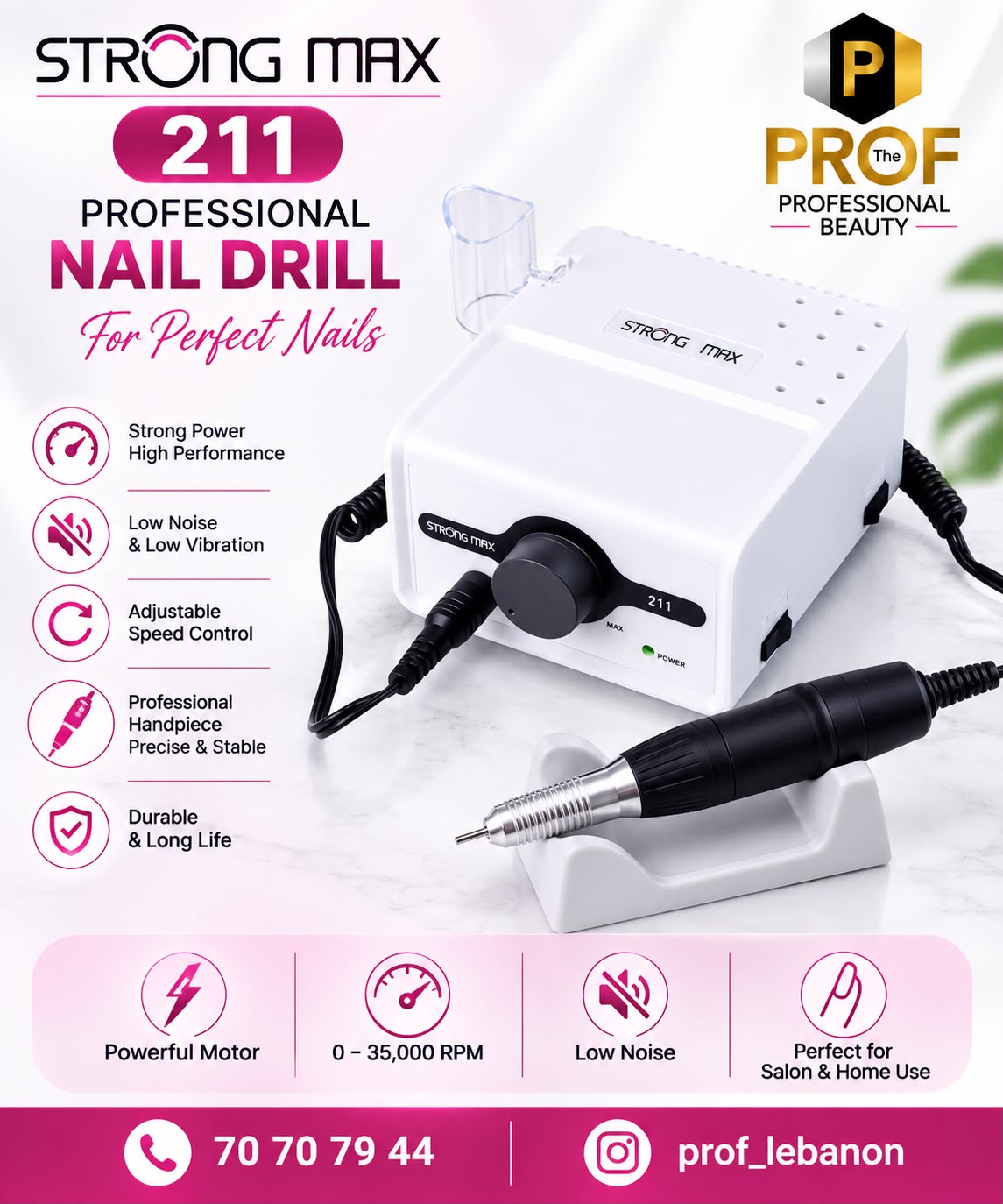 STRONG MAX 211 Professional Nail Drill 35,000 RPM