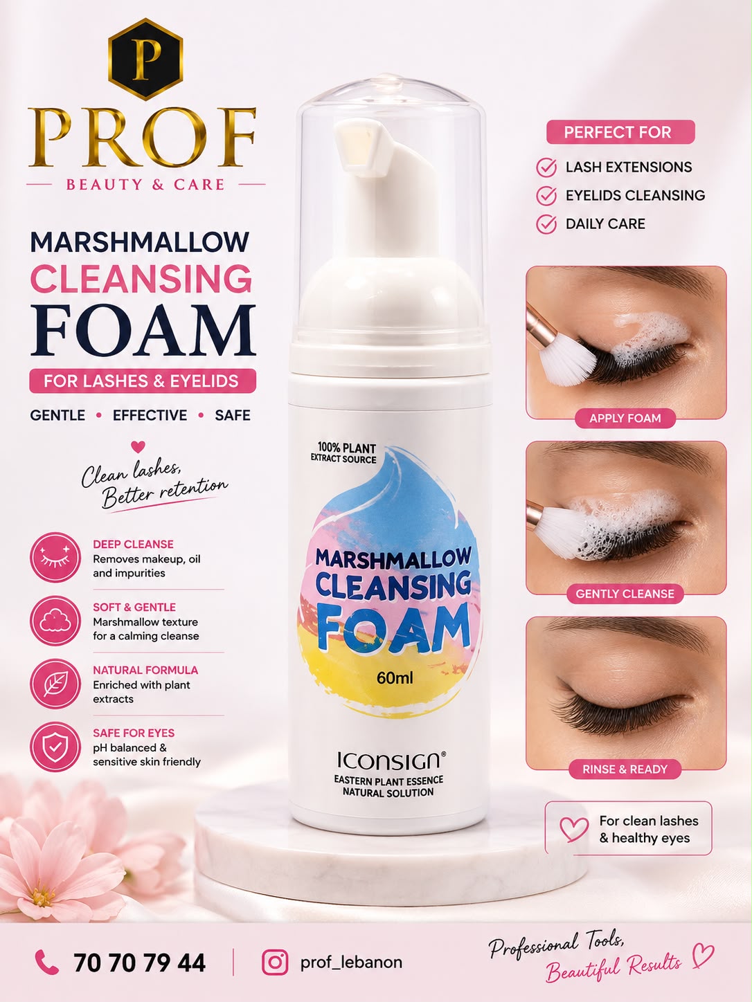 ICONSIGN Marshmallow Cleansing Foam for Lashes & Eyelids – 60ml