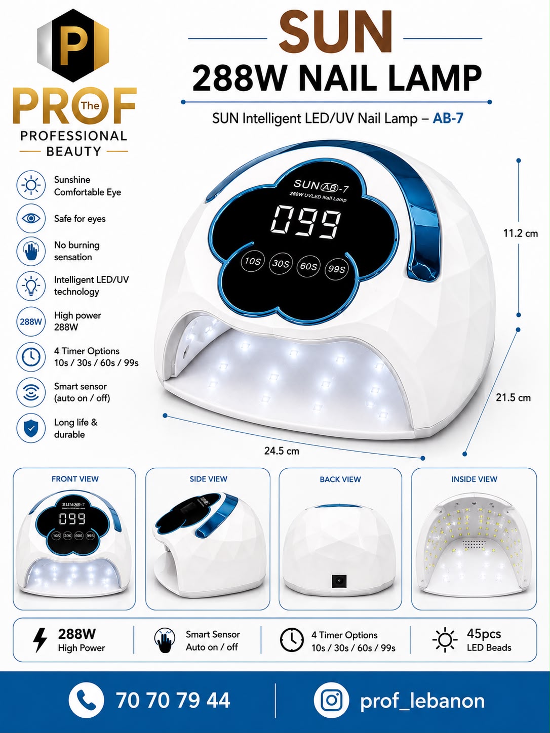 SUN AB-7 288W Professional LED/UV Nail Lamp