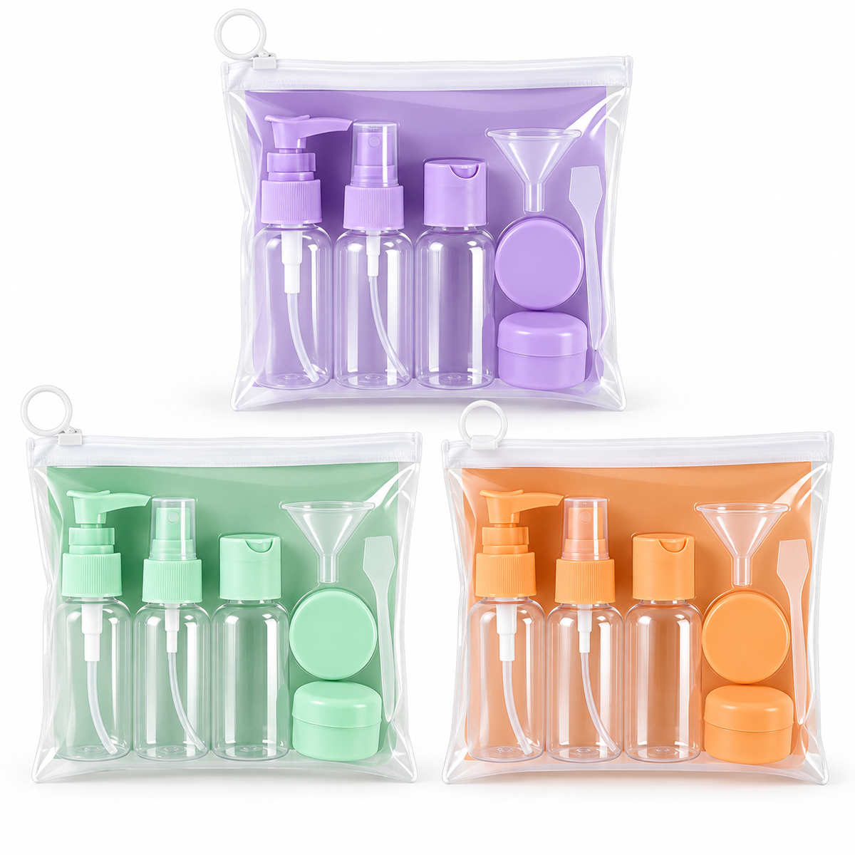 Portable Travel Cosmetic Bottle Set with Storage Pouch