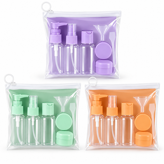 Portable Travel Cosmetic Bottle Set with Storage Pouch