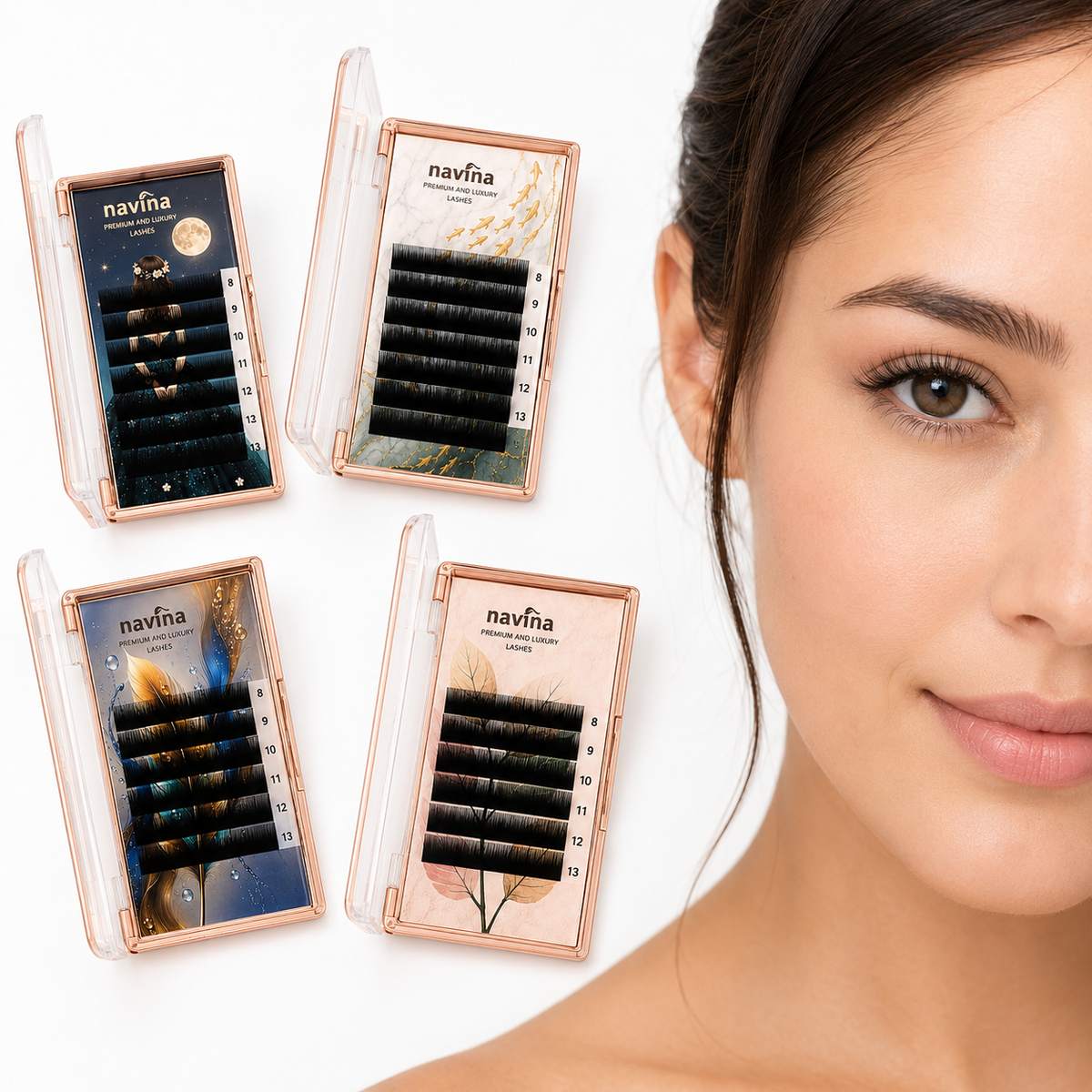 Navina Premium Classic Individual Eyelash Extensions – Mix 8–13 mm