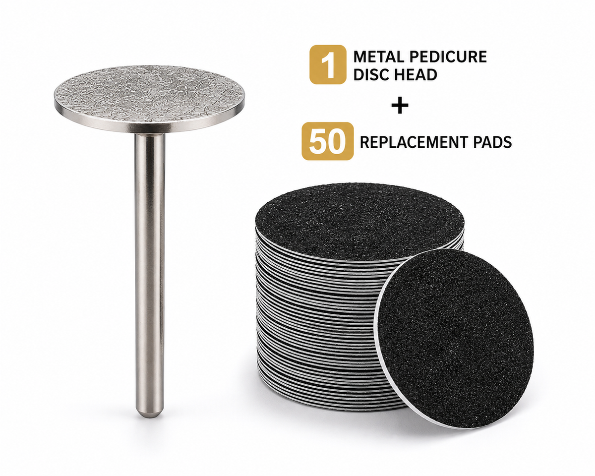 Metal Pedicure Disc Head + 50 Replacement Pads