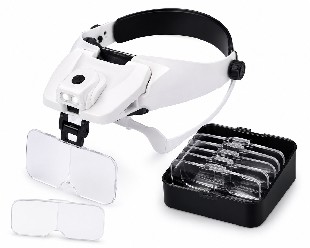 Professional Headband Magnifying Glasses with LED Light – 5 Lenses