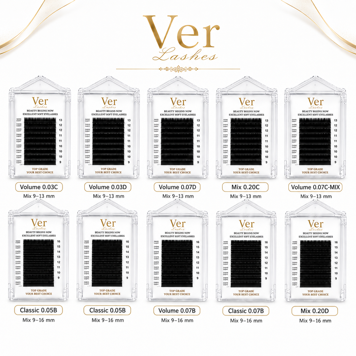 Ver Professional Individual Eyelash Extensions – Mixed Lengths