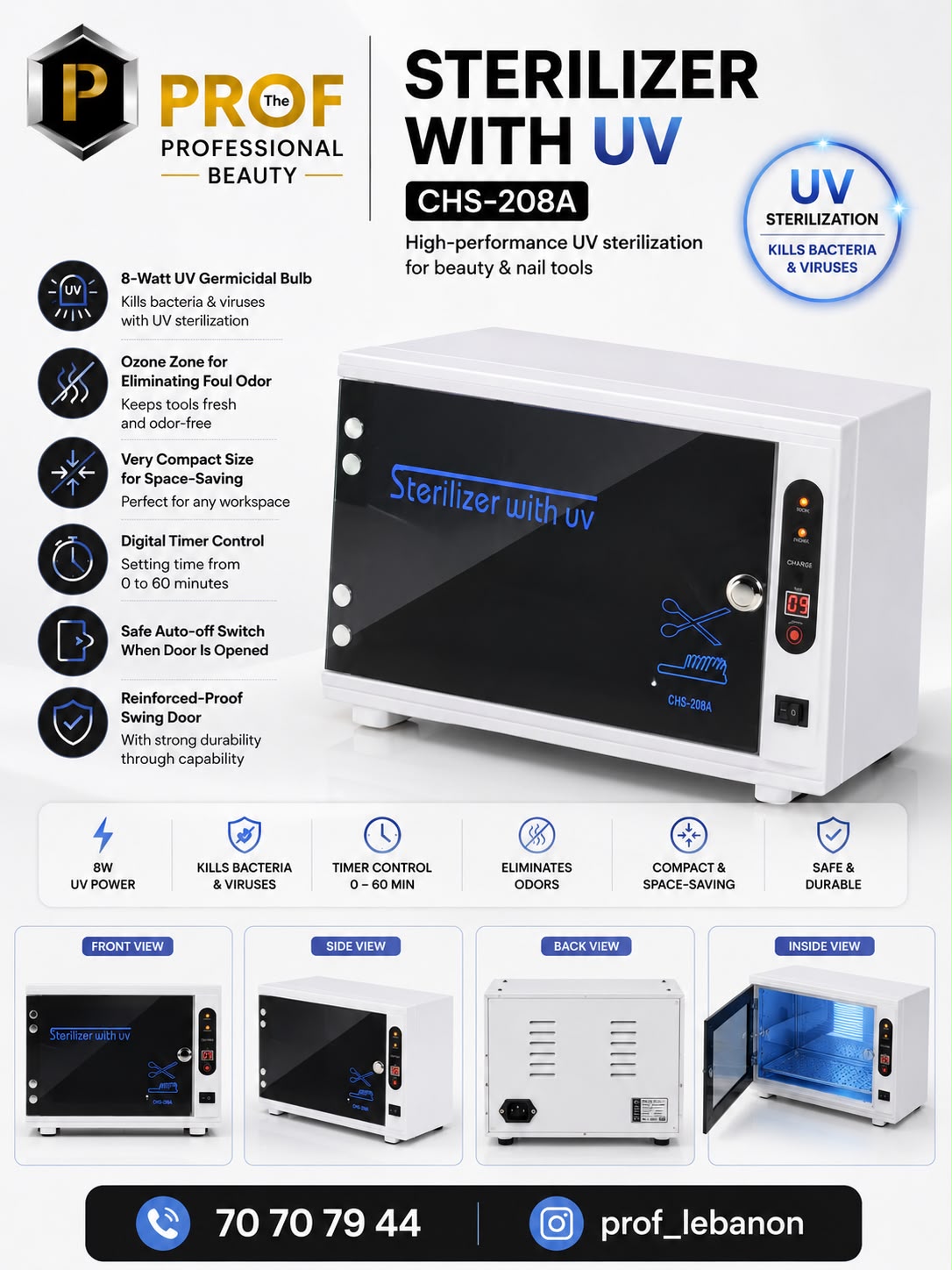 CHS-208A Professional UV Sterilizer for Beauty & Nail Tools