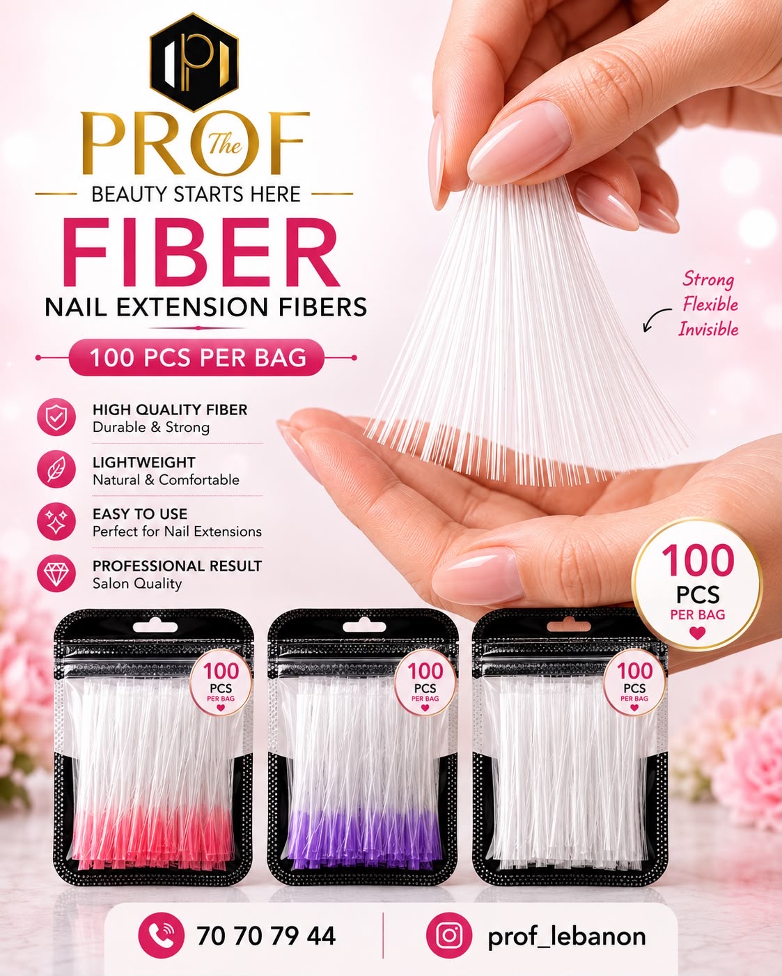 Fiber Nail Extension Fibers — 100 pcs by PROF