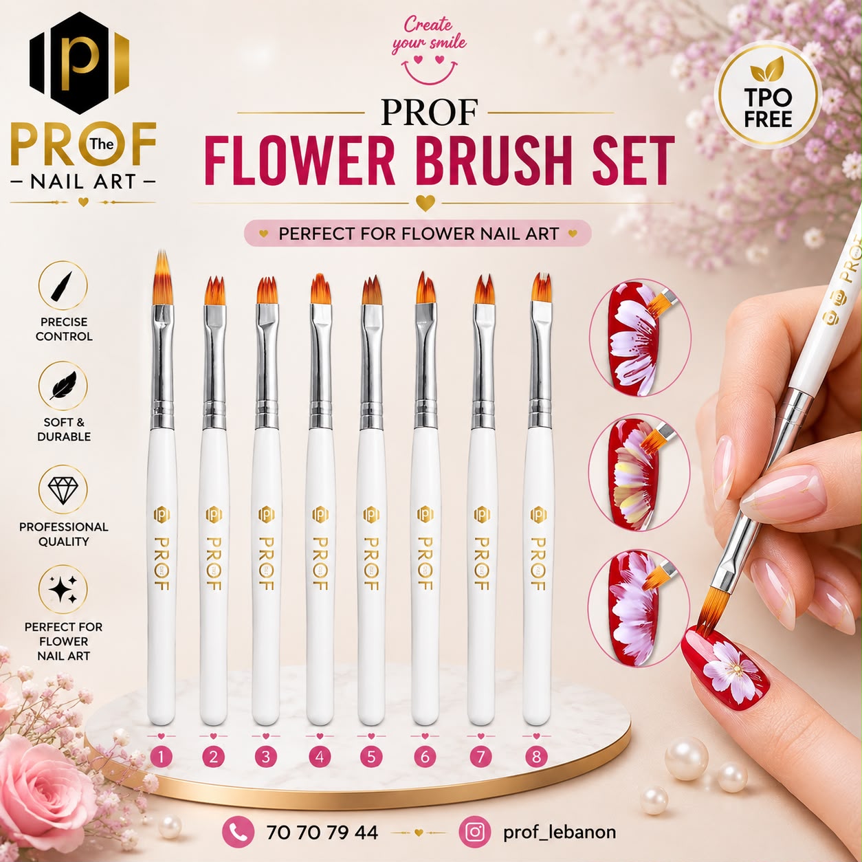 Flower Nail Art Brush Set by PROF